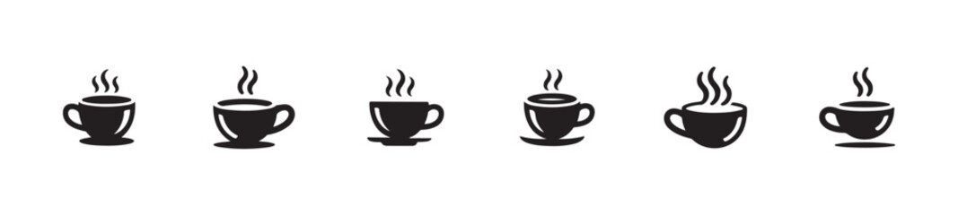 Cup icon vector set, tea cup collection symbol, hot drink icon, cup coffee with steam, vector illustration eps 10.
