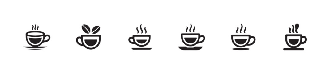 Cup icon vector set, tea cup collection symbol, hot drink icon, cup coffee with steam, vector illustration eps 10.