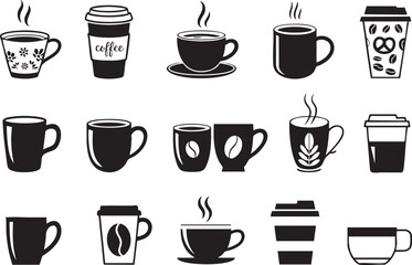 Collection of coffee cup and mug icons vector illustration design