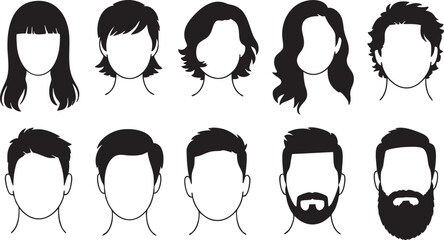 Diverse hairstyle avatar collection for men and women in vector format