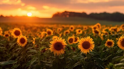 Stunning Sunrise Over Vibrant Sunflower Field at Matthiessen State Park