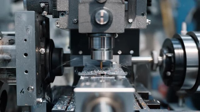 Close medium shot capturing the precise alignment of an Xray diffraction machine analyzing grain orientation and defects in a processed alloy sample.