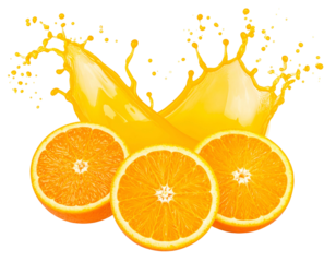 Orange Juice Splash with Sliced Fruit