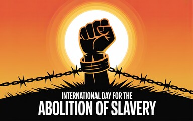 Powerful artwork promoting International Day for Abolition of Slavery awareness.