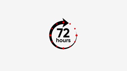 72 Hours Time Limit Countdown Clock Arrow Icon Motion Graphic Animated Timer Deadline Urgency Fast Delivery Service Concept Minimalist Design