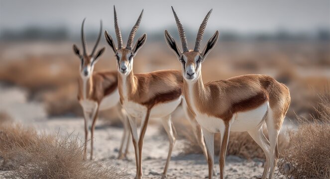 Wild Antelope Herd in the Scenic Safari Park of Sir Bani Yas, UAE - A Nature Lover's Paradise