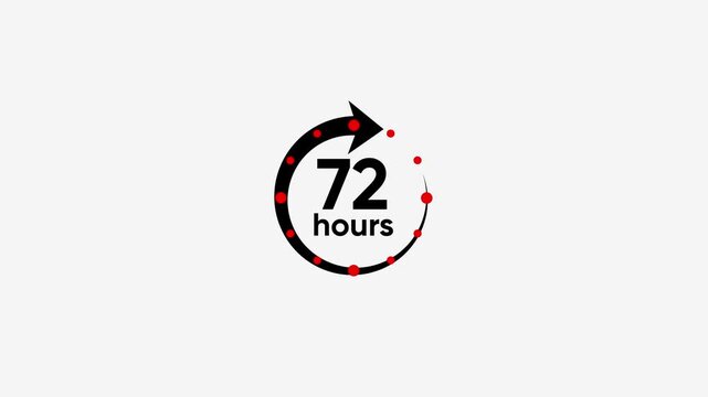 72 Hours Time Limit Countdown Clock Arrow Icon Motion Graphic Animated Timer Deadline Urgency Fast Delivery Service Concept Minimalist Design