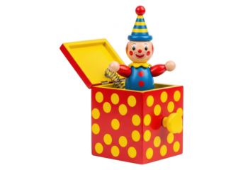 Jack in the box toy isolated on transparent background