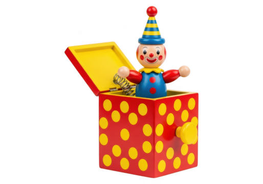 Jack in the box toy isolated on transparent background