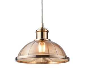 Vintage glass pendant light fixture isolated on transparent background