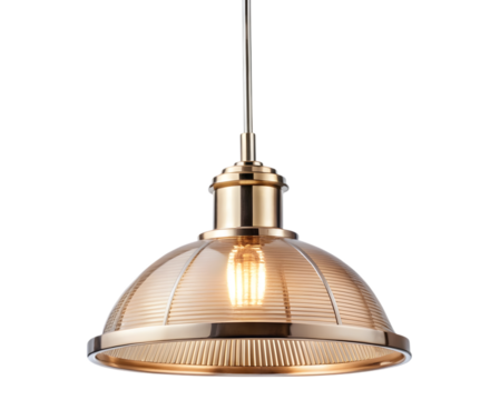 Vintage glass pendant light fixture isolated on transparent background