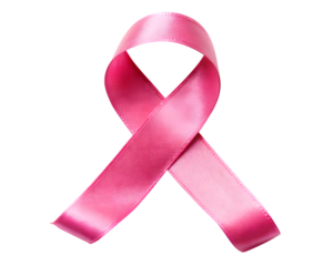 Pink ribbon for breast cancer awareness isolated on transparent background