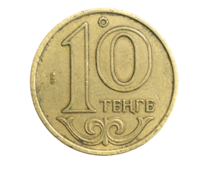 Kazakhstan ten tenge coin on a white isolated background