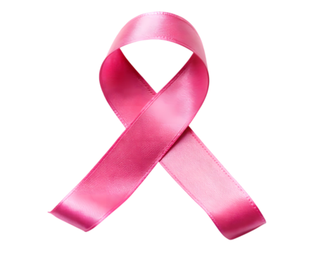 Pink ribbon for breast cancer awareness isolated on transparent background