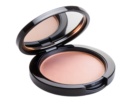 Open face powder compact isolated on transparent background