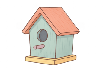 Wooden birdhouse illustrating bird home and shelter concept
