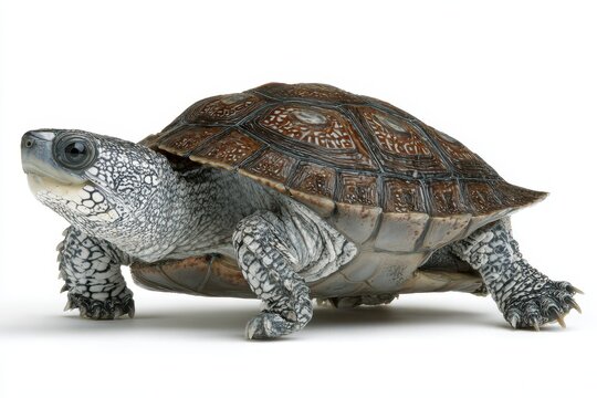 Ornate Diamondback Terrapin: A Close-Up of Malaclemys Terrapin Macrospilota in Its Natural Brackish Habitat