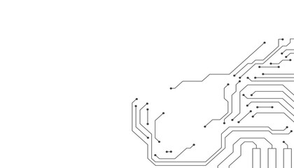 Technology black circuit diagram concept. High-tech circuit board connection system.Vector abstract technology on a white background.