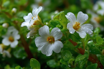 Obraz premium Springtime Bacopa Monnieri Flowers: A Green Garden Delight for Alternative Medicine Enthusiasts