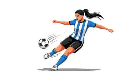 Obraz premium Female Soccer Kick – Vector Illustration