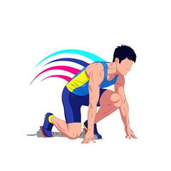 Fototapeta premium Male Sprinter Start Pose – Vector Illustration