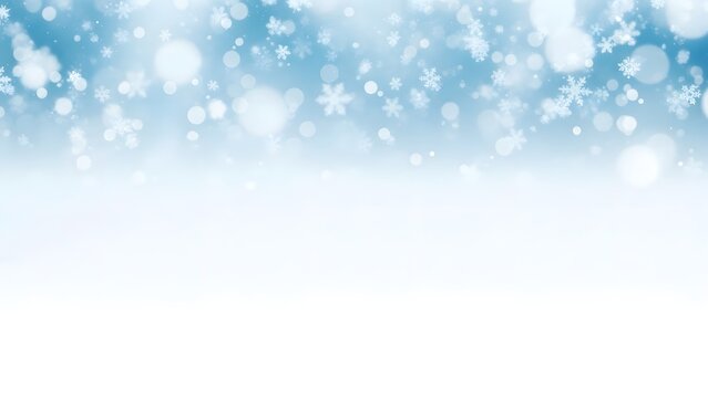 Abstract winter background with snowflakes and bokeh lights for festive designs
