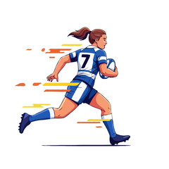 Female Rugby Run &ndash; Vector Illustration