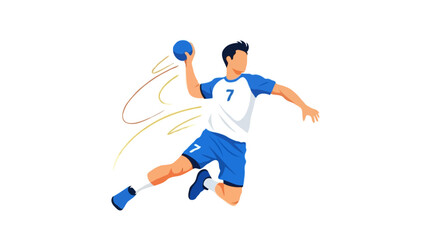 Fototapeta premium Handball Player Jumping and Throwing Ball – Dynamic Sports Vector Illustration