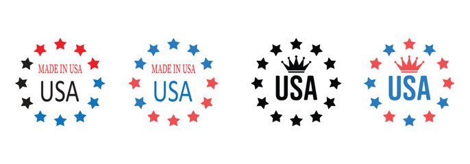 Show Your American Pride with These Made in USA Logos, Perfect for Patriotic Designs and Celebrating American Manufacturing and Independence Day Celebrations