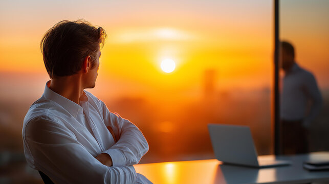 Early-morning office with only one coworker present, catching unusual behaviors of colleagues, soft sunrise light, atmospheric realism, blurred background, with copy space
