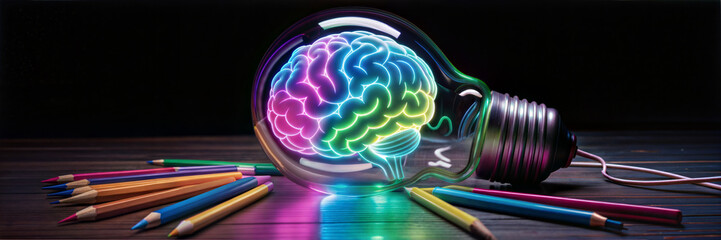 Brain idea in light bulb