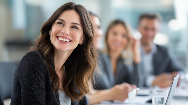 A meeting constantly derailed by one coworker whose random ideas are surprisingly insightful, candid reactions, soft light, corporate realism, blurred background, with copy space