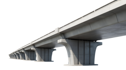 Modern elevated concrete flyover bridge structure with multiple support pillars extending afar