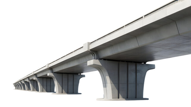 Modern elevated concrete flyover bridge structure with multiple support pillars extending afar