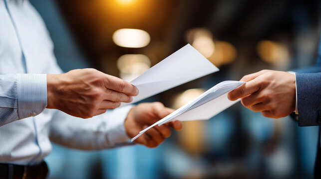 Two coworkers exchanging subtle romantic gestures while sharing documents, warm soft lighting, close-up emotional detail, realistic office décor, blurred background, with copy space