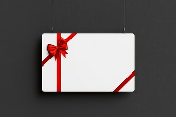 Gift Card with Red Ribbon - Blank Template for Promotional Use