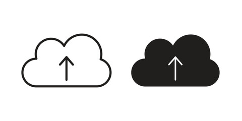 Cloud upload icon flat simple icon. Liner version - stock vector.