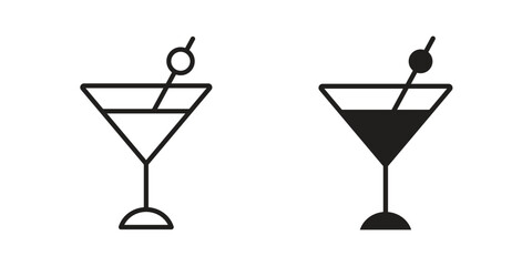 Cocktail icon flat simple icon. Liner version - stock vector.