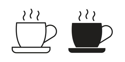 Coffee icon flat simple icon. Liner version - stock vector.