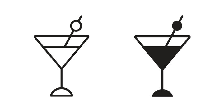 Cocktail icon flat simple icon. Liner version - stock vector.