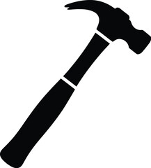 Black and white silhouette of a claw hammer tool