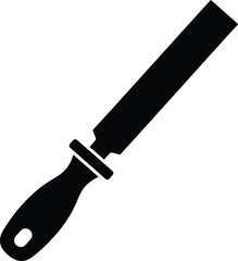 Black and white silhouette of a metal file tool