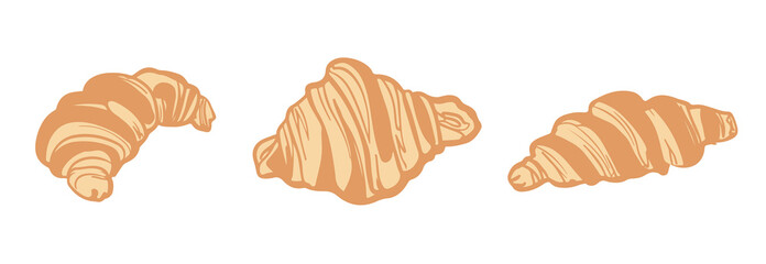Croissant retro line art bakery illustration