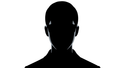 A stark, minimalist silhouette representing an unknown person's identity, conveying the concept of anonymity, digital privacy, and a generic user profile placeholder graphic