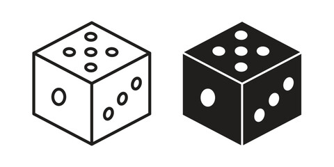 Dice icon flat simple icon. Liner version - stock vector.