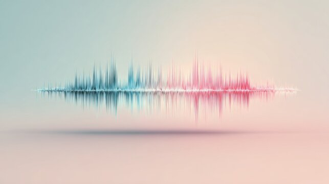 Abstract sound wave pattern with blue and pink gradient reflecting on minimalist background