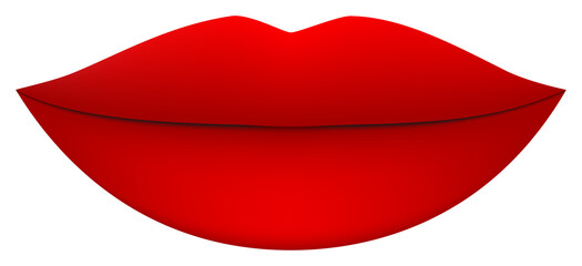 Red female lips and mouth icon with romantic glamorous beauty makeup, love and valentine symbol for fashion and cosmetic design projects.