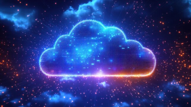 Abstract AI-powered cloud network data transfer background