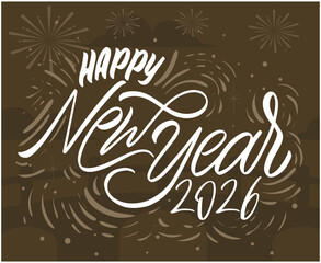 Happy New Year 2026 Holiday Abstract Brown And White Color Design Symbol Vector Illustration