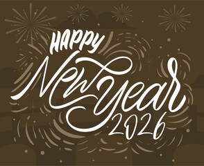 Happy New Year 2026 Holiday Abstract Brown And White Color Design Symbol Vector Illustration